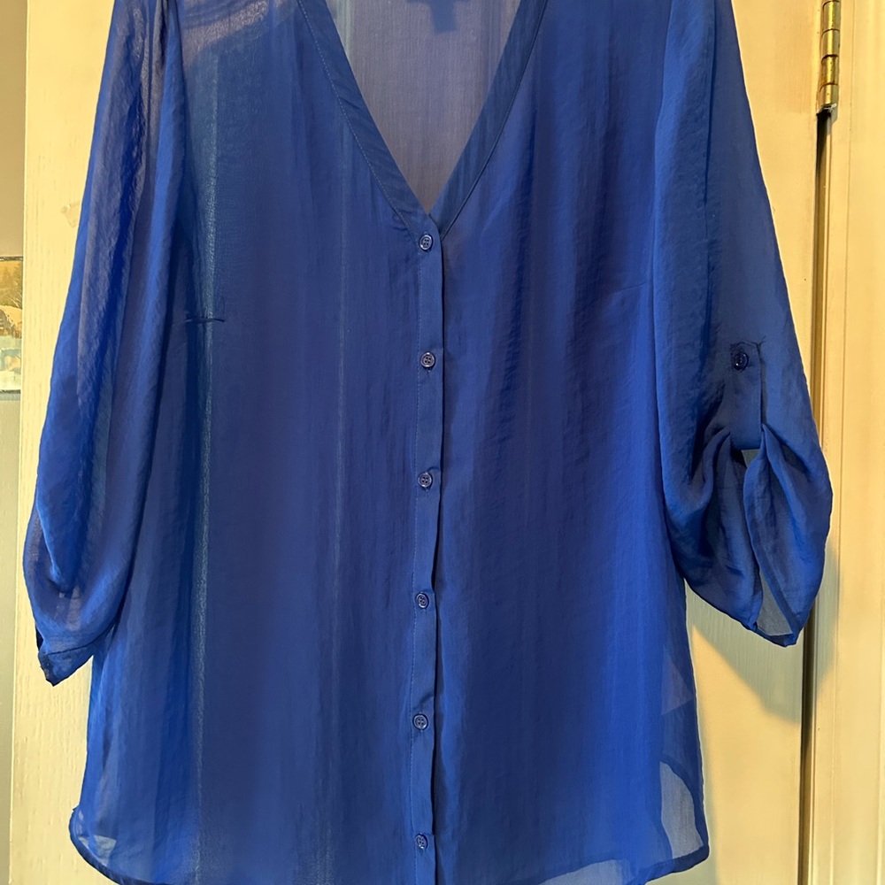 Kim Rogers Royal Blue Sheer Blouse